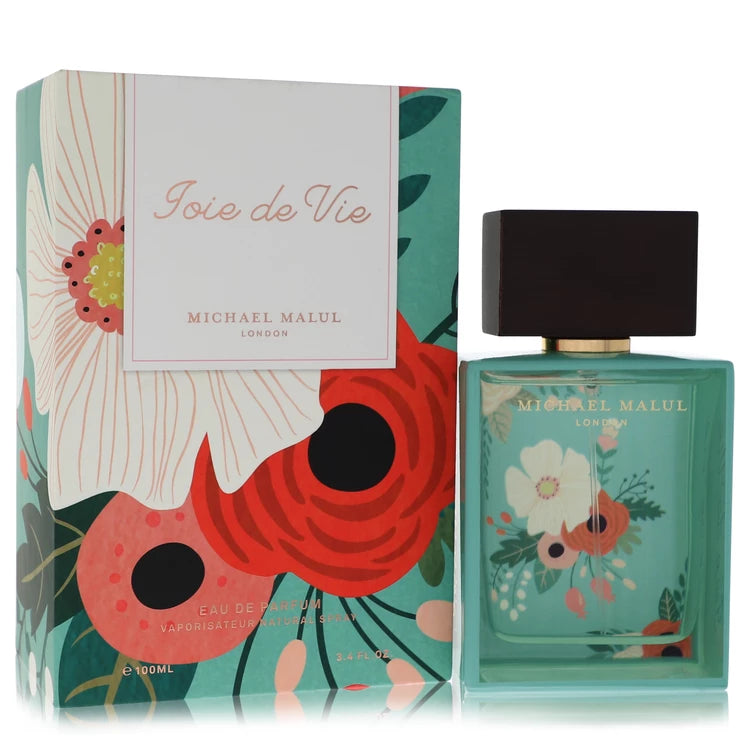 Michael Malul Joie de Vie Eau de Parfum bottle — fresh floral women's perfume with lotus, mandarin orange, apple blossom, violet, magnolia, jasmine, soft woods, and musk notes.
