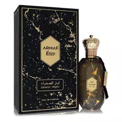 Armaf Eter Desert Night Perfume bottle — woody aromatic amber men's fragrance with bergamot, lemon, fresh spices, lavender, geranium, amber, cedarwood, patchouli, and musk
