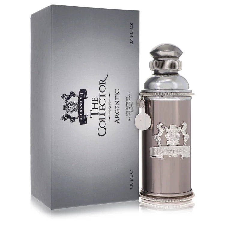 Alexandre J Argentic Cologne bottle — woody spicy Eau de Parfum with bergamot, black pepper, rose, incense and cedar

