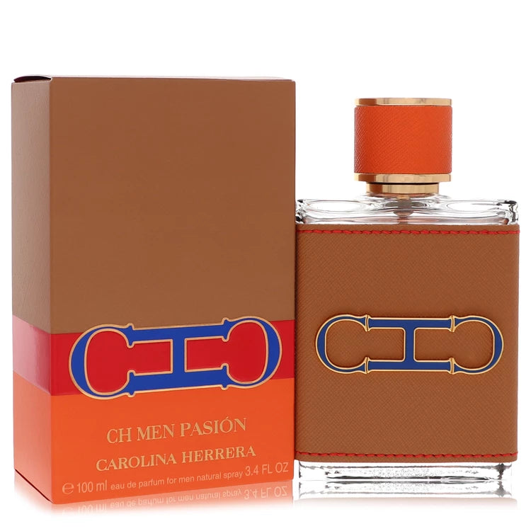 Carolina Herrera CH Men Pasión Cologne bottle — woody amber men’s fragrance with pink pepper, neroli, incense, cedarwood, vanilla, tonka bean, and myrrh