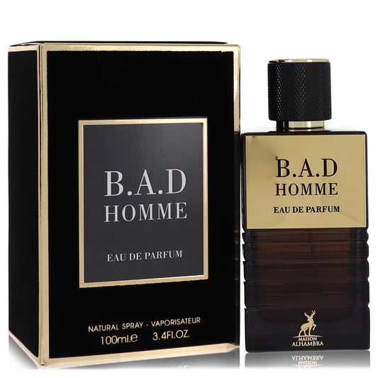 Maison Alhambra B.A.D. Homme Eau de Parfum black and gold bottle — men's spicy woody EDP with white pepper, black pepper, sage and cocoa