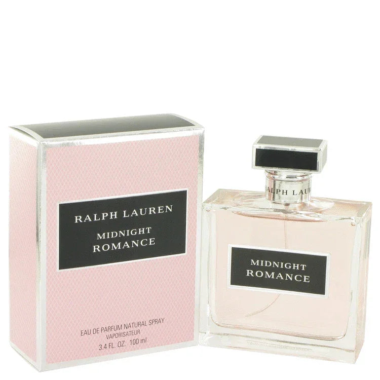Ralph Lauren Midnight Romance bottle — fruity floral perfume with raspberry, lychee, peony, vanilla, and iris notes.
