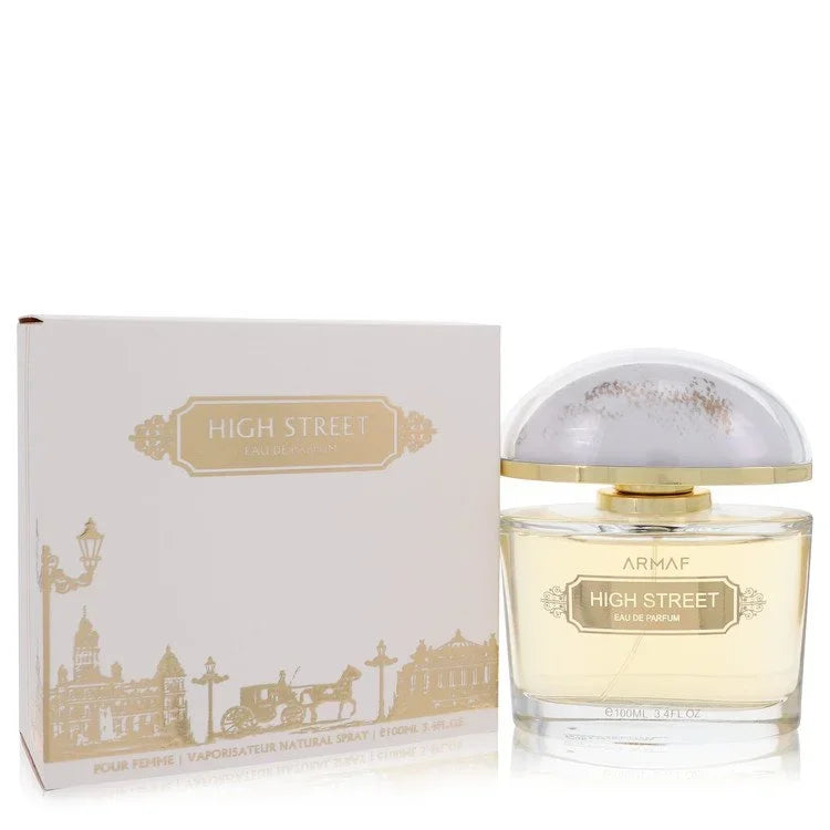 Armaf High Street Eau de Parfum bottle with citrus, raspberry, magnolia, honeysuckle, amber, cashmere wood and musk