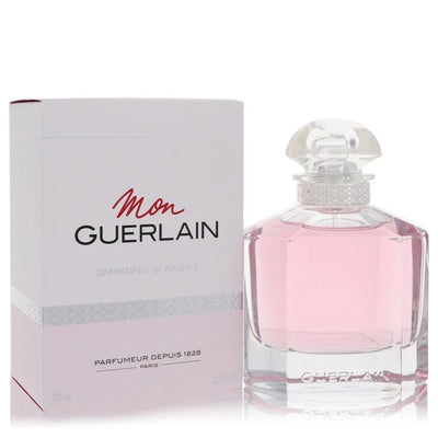 Guerlain Mon Guerlain Sparkling Bouquet Perfume bottle — radiant amber floral fragrance with bergamot, pear, mandarin orange, lavender, jasmine, and vanilla.
