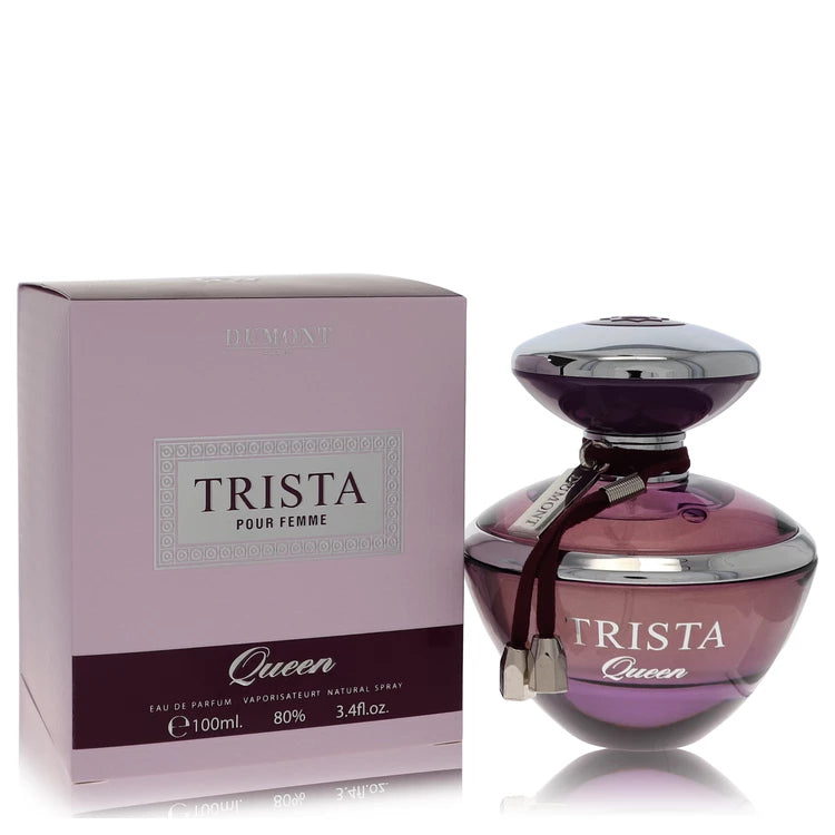 Dumont Trista Queen perfume bottle with lemon, mandarin, marine notes, violet, jasmine, oakmoss, musk, vanilla and woods