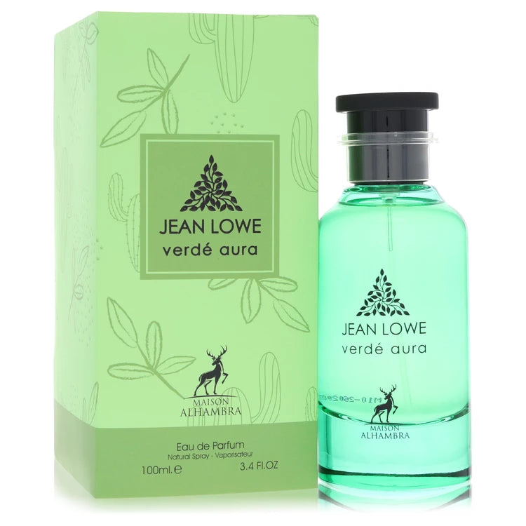 Maison Alhambra Jean Lowe Verde Aura bottle with citrus, mint, mate tea, basil, apricot, fig, dates and ambrette