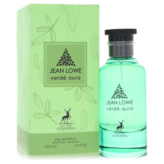 Maison Alhambra Jean Lowe Verde Aura bottle with citrus, mint, mate tea, basil, apricot, fig, dates and ambrette