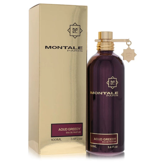 Montale Aoud Greedy Perfume bottle — bold oriental woody gourmand fragrance with rose, raspberry, oud, caramel, honey, musk, sandalwood, and vanilla by Pierre Montale
