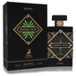 Infini Oud perfume bottle and packaging with gold and green design on a white background
