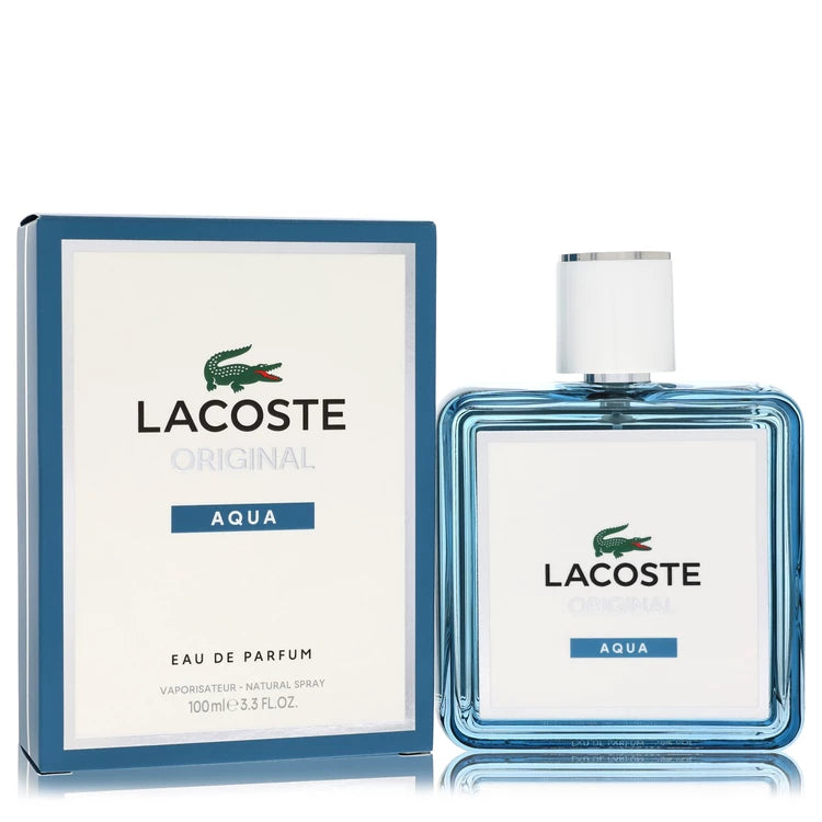 Lacoste Original Aqua Eau de Toilette bottle - French aromatic aquatic fresh men's fragrance with lemon, bergamot, mint, green notes, geranium, and cedarwood