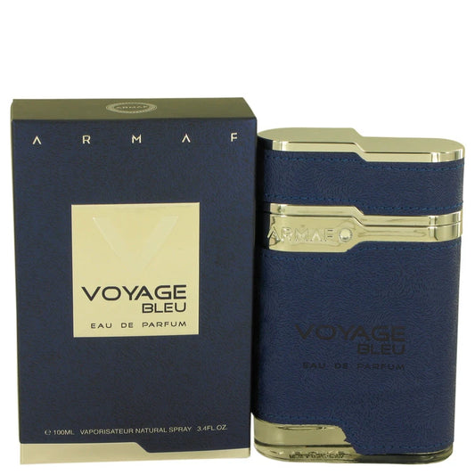 Armaf Voyage Bleu perfume bottle and packaging on a white background