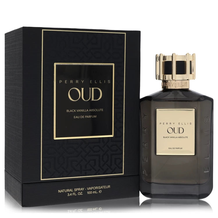 Perry Ellis Oud Black Vanilla Absolute bottle - warm vanilla, rum, oud, tobacco and black amber fragrance