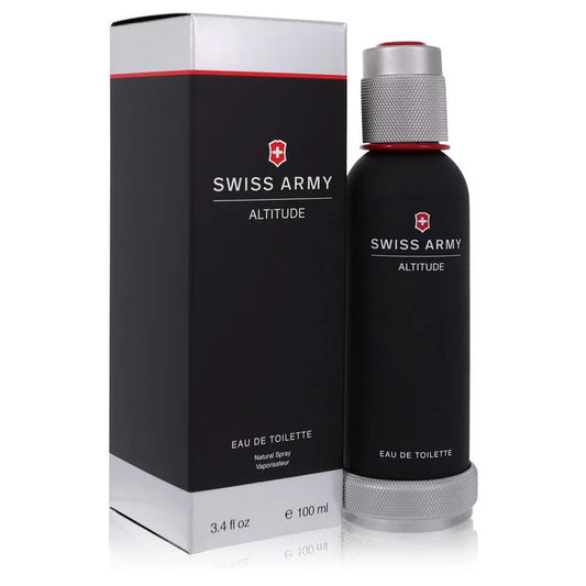 Victorinox Swiss Army Altitude Cologne bottle — luxury men's fresh woody fragrance featuring refreshing notes of Virginia cedar, coriander, and mountain resins