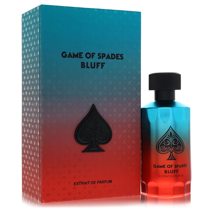 Jo Milano Game of Spades Bluff Extrait de Parfum bottle with pink pepper, bergamot, mandarin, blackcurrant, vetiver and tonka bean
