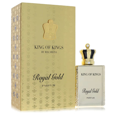 “Macarena King of Kings Royal Gold men’s cologne with Bergamot, Saffron, and Amber”