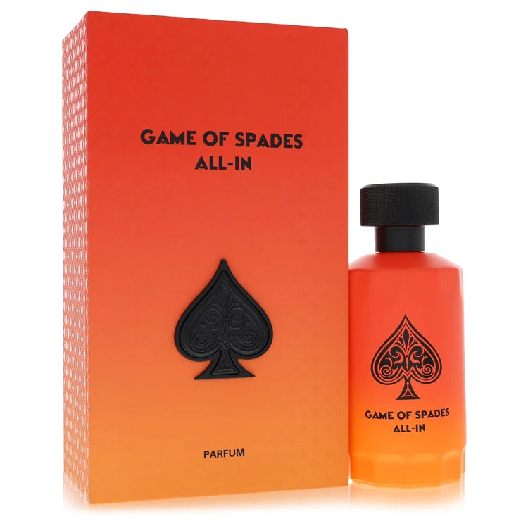 Jo Milano Game of Spades All-In Parfum bottle - unisex citrus floral musky fragrance with blood orange, tiare flower, sandalwood, and musk