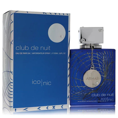 Armaf Club De Nuit Iconic Cologne bottle — fresh woody spicy men’s Eau de Parfum with grapefruit, lemon, mint, pink pepper, coriander, ginger, melon, jasmine, incense, amber, cedar, sandalwood, patchouli, and labdanum.