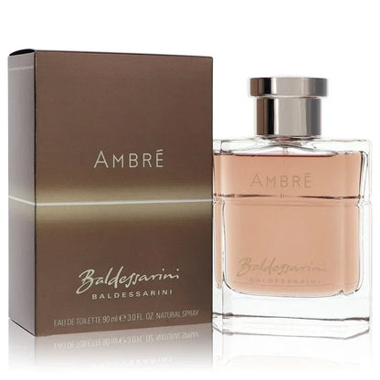 Baldessarini Ambré Cologne bottle by Hugo Boss — woody oriental fragrance with red apple, mandarin orange, leather, violet, vanilla, amber, labdanum and oak
