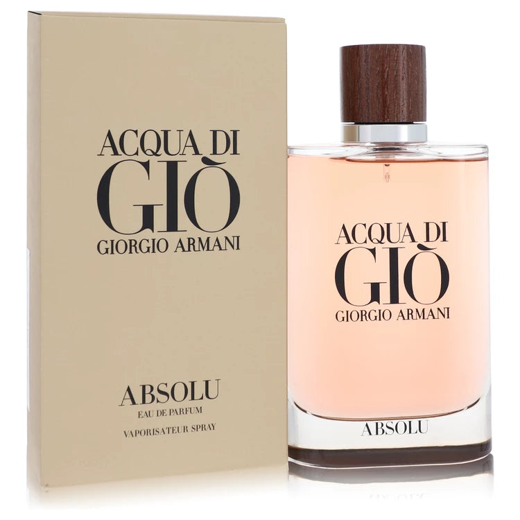 Giorgio Armani Acqua di Giò Absolu Cologne bottle — fougère woody aquatic men's fragrance with marine notes, pear, labdanum, lavender, patchouli, amber wood, and tonka bean
