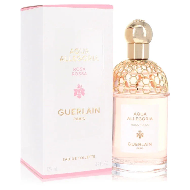 Guerlain Aqua Allegoria Rosa Rossa perfume bottle and packaging on a white background