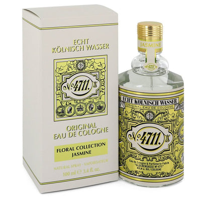 4711 Floral Collection Jasmine Cologne bottle — floral Eau de Cologne with bergamot, tea notes, jasmine, neroli, cedarwood, tonka bean, and musk.

