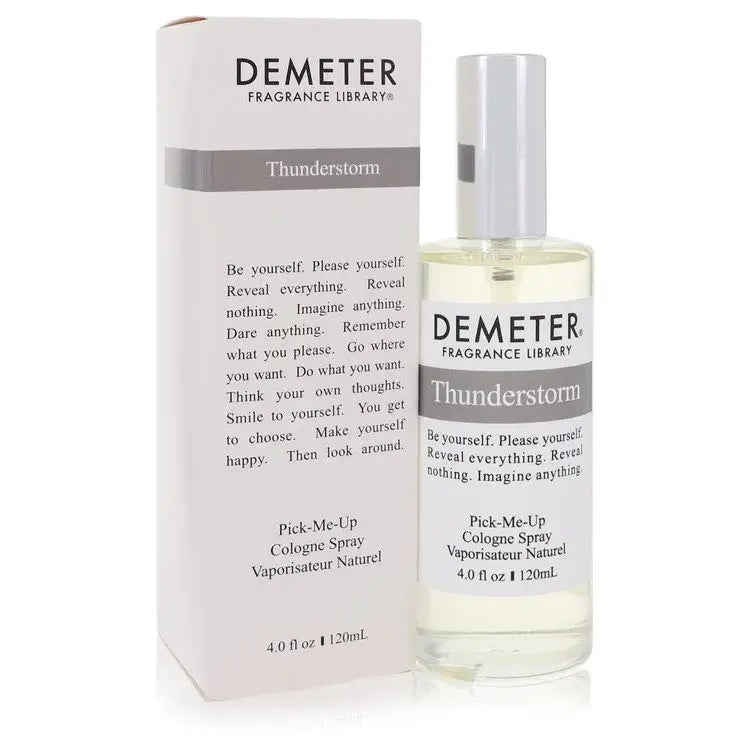 Demeter Thunderstorm Perfume bottle and packaging, showcasing unisex fragrance inspired by nature's wild side.