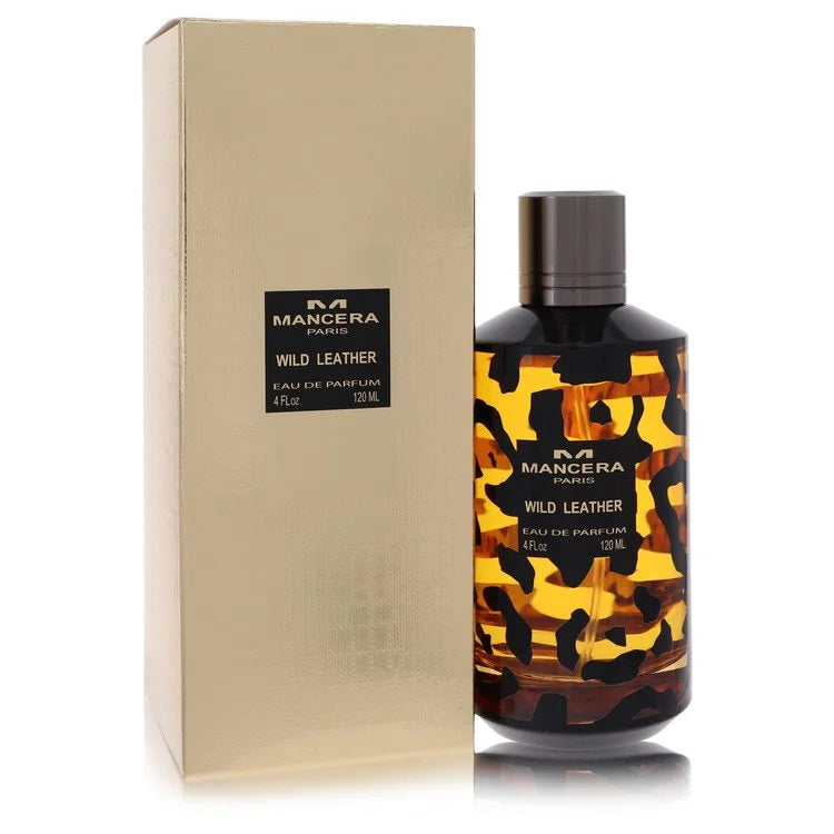 Mancera Wild Leather Eau de Parfum for Men and Women bottle - Unisex leather woody oriental fragrance with raspberry, blackcurrant, bergamot, rose, jasmine, patchouli, leather, oakmoss, labdanum, and musk
