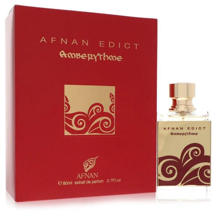 Afnan Edict Amberythme Eau de Parfum premium bottle, a sultry and luxurious amber woody unisex fragrance.