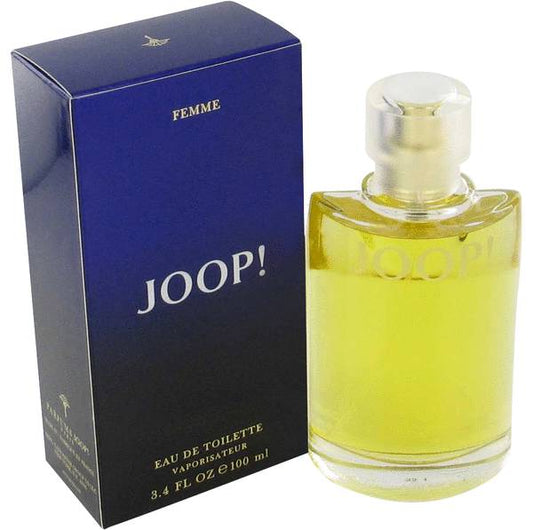Joop! Femme Eau de Toilette bottle - rich oriental floral fragrance with aldehydes, bergamot, rose, jasmine, sandalwood, amber, and civet