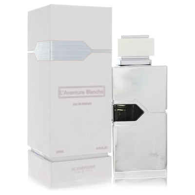 Al Haramain L'Aventure Blanche Eau de Parfum bottle on a white background
