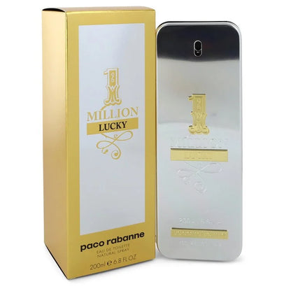 Paco Rabanne 1 Million Lucky perfume bottle and packaging on a white background