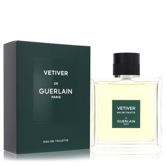 Vetiver Guerlain Cologne bottle — fresh woody fragrance with citrus, spices, vetiver, tobacco, and tonka bean.