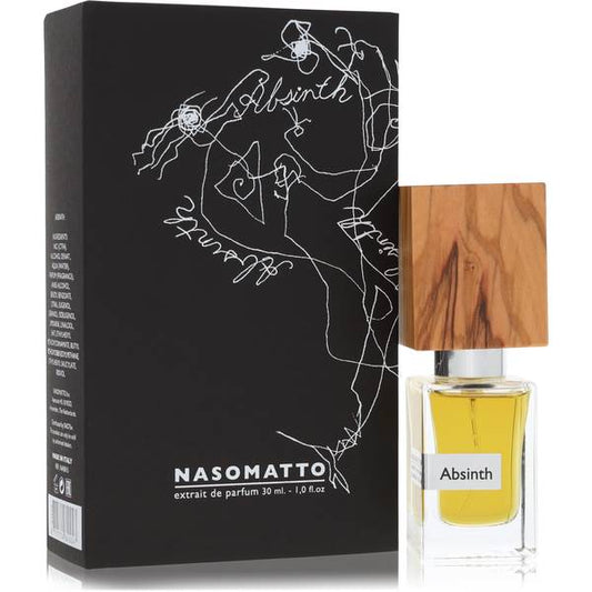 Nasomatto Absinth Extrait de Parfum bottle - Unisex woody aromatic niche fragrance with green notes, absinthe accord, artemisia, vetiver, dark woody notes, and oakmoss