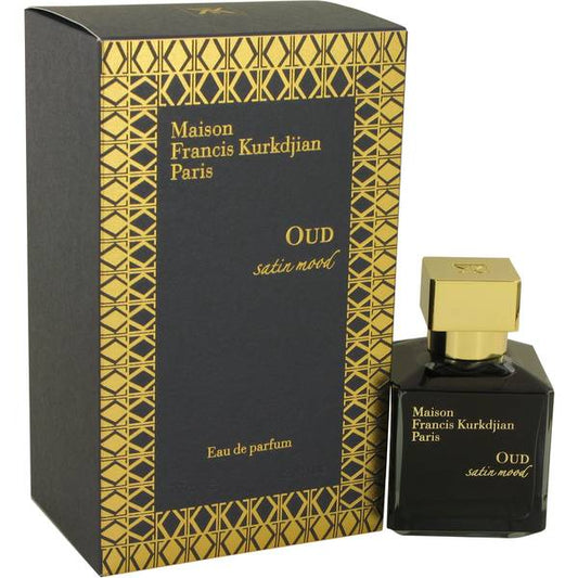 Maison Francis Kurkdjian Oud Satin Mood Eau de Parfum bottle - Unisex floral ambery woody fragrance with Damascena rose, violet, styrax oil, oud, benzoin, and vanilla