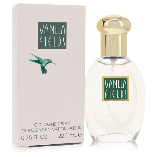 Vanilla Fields cologne spray bottle and packaging on a white background