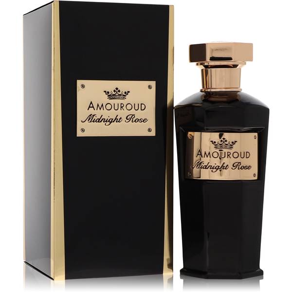 Amouroud Midnight Rose Eau de Parfum bottle with lychee, pomelo, red rose, iris, amber, labdanum and oud