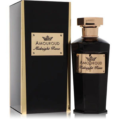 Amouroud Midnight Rose Eau de Parfum bottle with lychee, pomelo, red rose, iris, amber, labdanum and oud