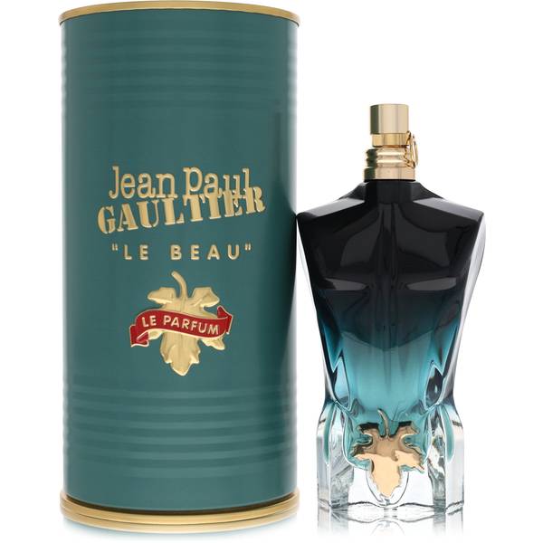 2.5 oz Jean Paul Gaultier Le Beau Le Parfum bottle - sculpted male torso bottle with pineapple, ginger, coconut, tonka bean, sandalwood, and ambergris