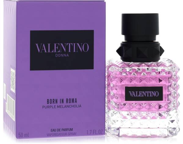 Valentino Donna Born In Roma Purple Melancholia PeValentino Donna Born in Roma Purple Melancholia Eau de Parfum bottle — warm floral chypre fruity women's perfume with succulent plum, velvety osmanthus, and Madagascar vanilla notes.rfume