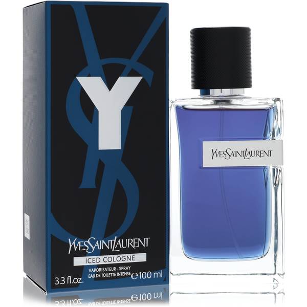 3.3 oz Yves Saint Laurent Y Iced Cologne bottle - Men's fresh citrus aromatic fragrance with bergamot, lemon, green notes, ambroxan, cedarwood, and musk