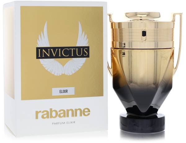 Rabanne Invictus Elixir bottle - men's aromatic woody fragrance with salted minerals, coconut, cypress and vanilla caviar
