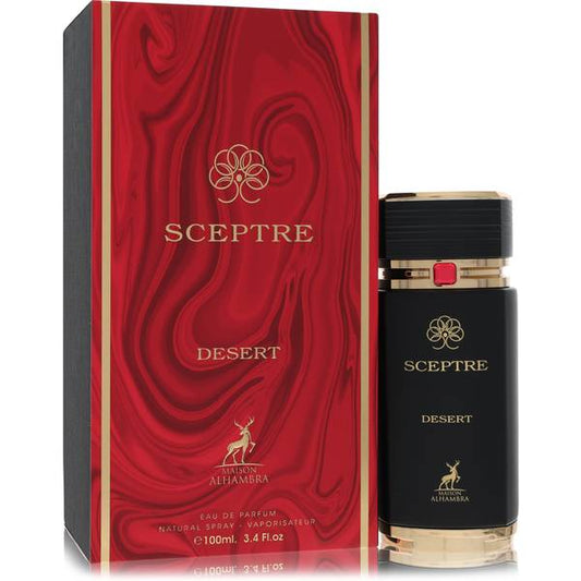 Maison Alhambra Sceptre Desert bottle - unisex berry gourmand perfume with caramel, leather, vanilla and tonka bean
