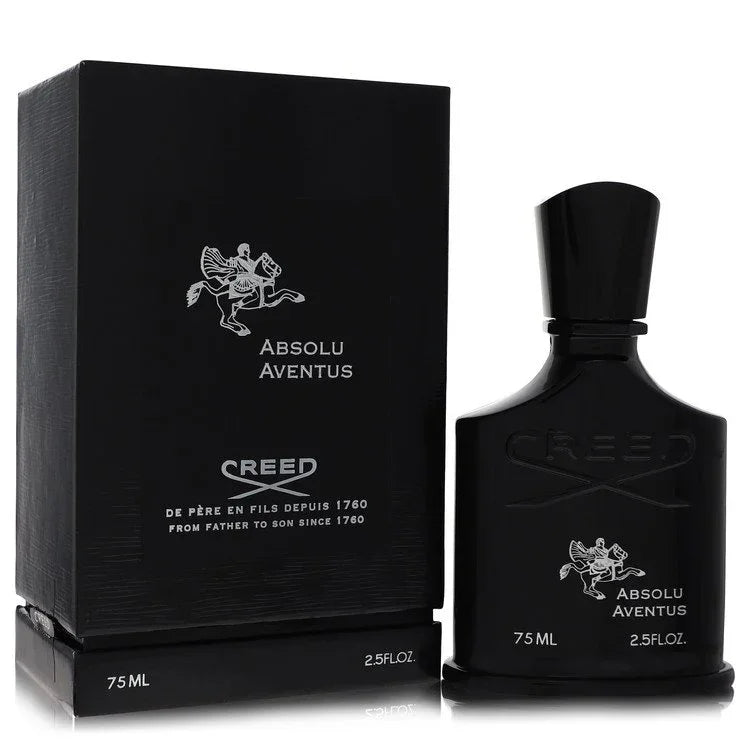 Black Creed Absolu Aventus perfume bottle and packaging on a white background