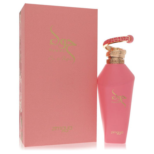Afnan Zimaya Hawwa Pink bottle — floral oriental perfume with bergamot, pink pepper, rose, jasmine, and vanilla notes.
