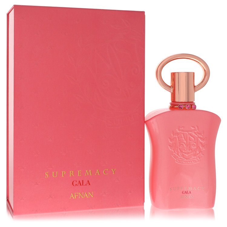 Afnan Supremacy Gala Perfume bottle in black and gold design — oriental woody fragrance with citrus, exotic spices, floral notes, amber, and vanilla.