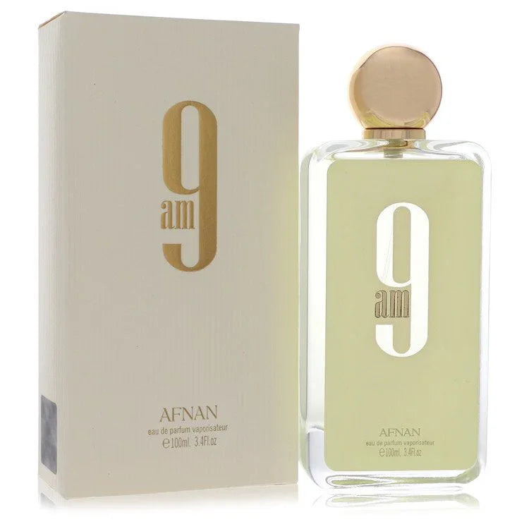 Afnan 9am perfume bottle and packaging on a white background