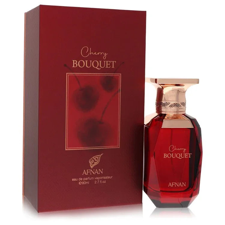 AFNAN Cherry Bouquet perfume bottle and packaging on a white background