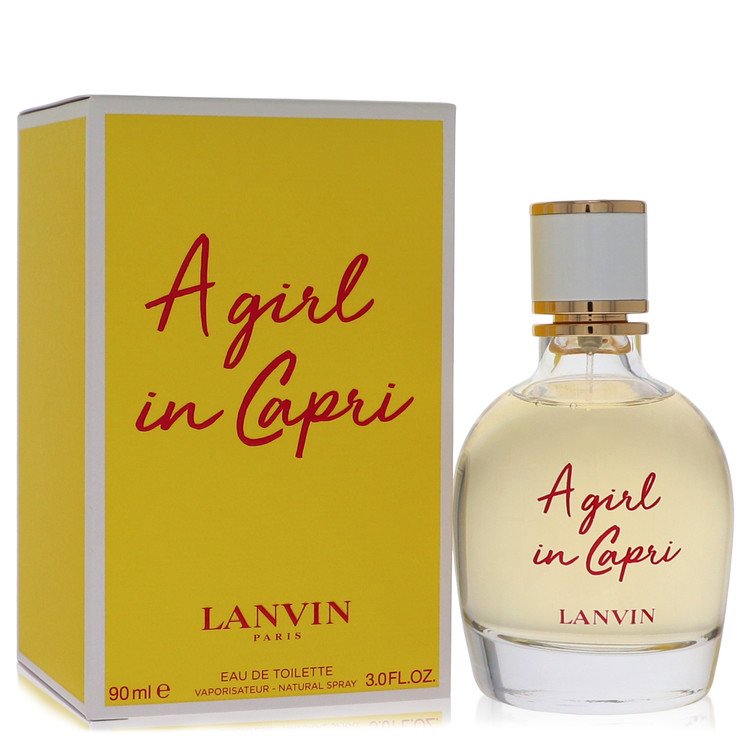 A Girl in Capri perfume bottle for women by Lanvin — Citrus floral fragrance with primofiore lemon, pink pepper, grapefruit blossom, sea breeze, salty amber, driftwood, and musk notes