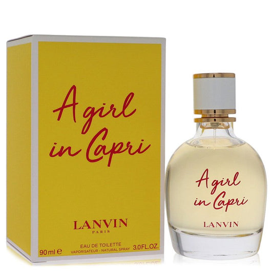 A Girl in Capri perfume bottle for women by Lanvin — Citrus floral fragrance with primofiore lemon, pink pepper, grapefruit blossom, sea breeze, salty amber, driftwood, and musk notes