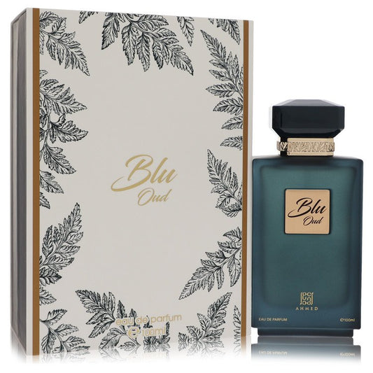 Ahmed Al Maghribi Blu Oud bottle — oriental woody oud fragrance with top notes of oud, smoky accords, and blue aquatic notes.